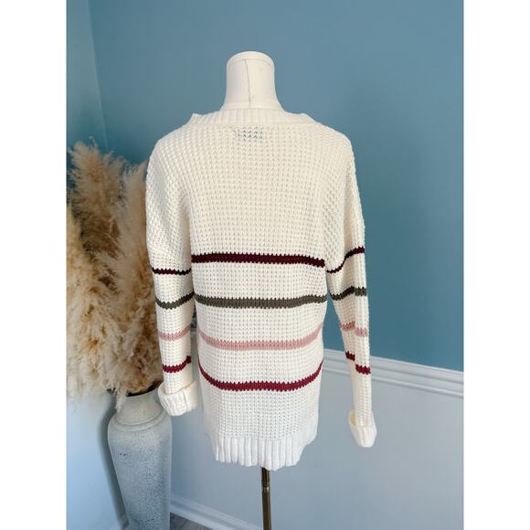 Sonoma Stripe Crewneck Sweater Size Medium Cozy Pullover - Picture 4 of 6